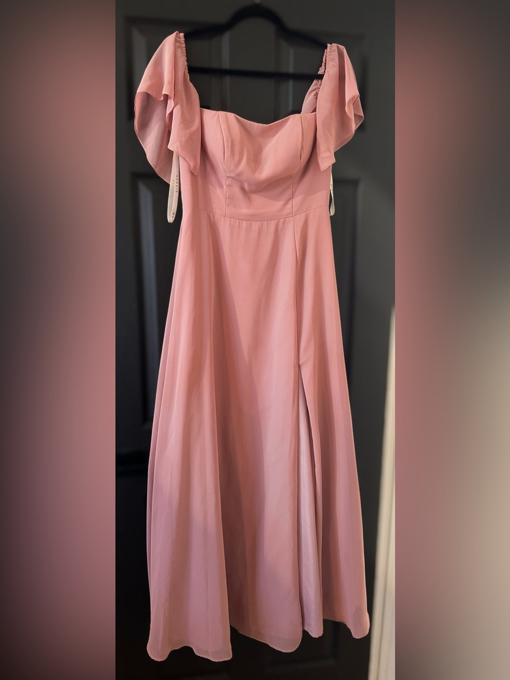 Azazie Dusty Rose Chiffon Flutter Sleeve Bridesmaid Dress Size A6